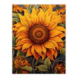 Artery8 Single Sensational Summer Sunflower Bright Floral Illustration Vibrant Yellow William Morris Style Pattern Large Wall Unframed Art Poster - thumbnail 1