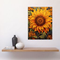 Artery8 Single Sensational Summer Sunflower Bright Floral Illustration Vibrant Yellow William Morris Style Pattern Large Wall Unframed Art Poster - thumbnail 4