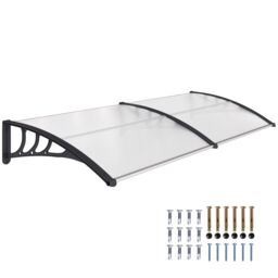 OUTSUNNY Outdoor Curved Window Porch Door Canopy Shelter Awning UV Water Cover 75x195cm in Clear - Size: 75x195 cm - thumbnail 2