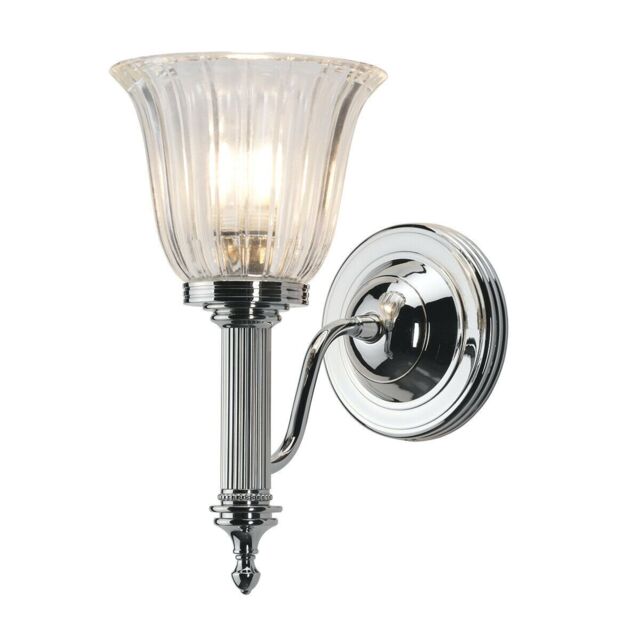 Loops IP44 Wall Light Ribbed Clear Glass Polished Chrome LED G9 3.5W