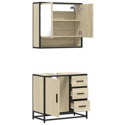 Berkfield Home Durable 2 Piece Bathroom Furniture Set Sonoma Oak Engineered Wood in Tan - thumbnail 8