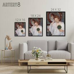 "Artery8 Denise at Her Dressing Table Cassatt Black Framed Canvas Wall Art in Green - Size: W12"" x H16""" - thumbnail 4