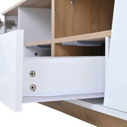Merax Modern White & Oak LED TV Unit with Drawers for TVs up to 65/75 Inch - thumbnail 6