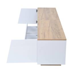 Merax Modern White & Oak LED TV Unit with Drawers for TVs up to 65/75 Inch - thumbnail 8