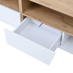 Merax Modern White & Oak LED TV Unit with Drawers for TVs up to 65/75 Inch - thumbnail 5