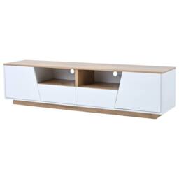 Merax Modern White & Oak LED TV Unit with Drawers for TVs up to 65/75 Inch - thumbnail 3