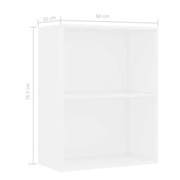Berkfield Home Classic 2-Tier Book Cabinet White 60x30x76.5 cm Engineered Wood - thumbnail 6