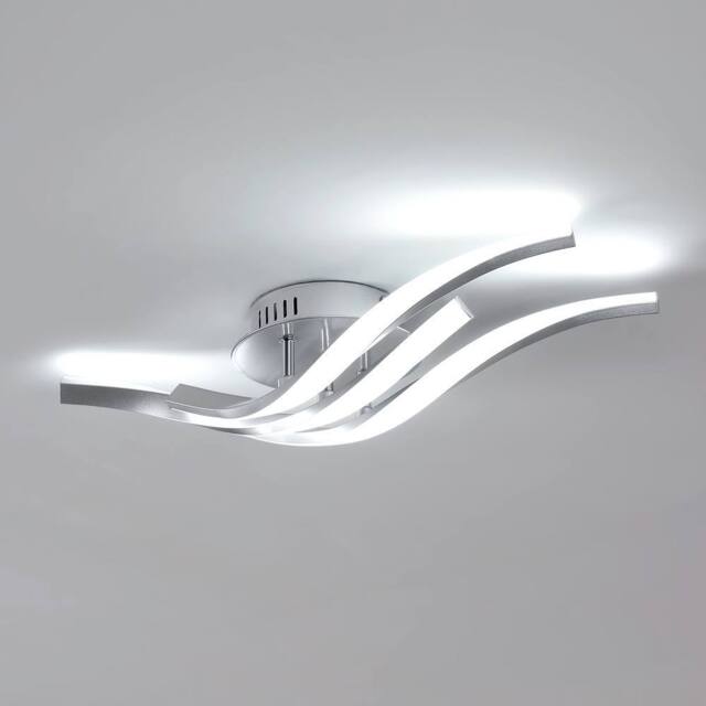 Pheashine Silver 3 Wave LED Ceiling Light, 24W Cool White, 52×15×10cm Flush Lamp - image 1