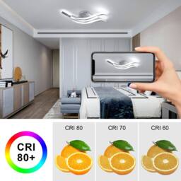 Pheashine Silver 3 Wave LED Ceiling Light, 24W Cool White, 52×15×10cm Flush Lamp - thumbnail 4