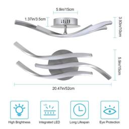 Pheashine Silver 3 Wave LED Ceiling Light, 24W Cool White, 52×15×10cm Flush Lamp - thumbnail 2