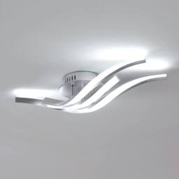 Pheashine Silver 3 Wave LED Ceiling Light, 24W Cool White, 52×15×10cm Flush Lamp