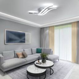 Pheashine Silver 3 Wave LED Ceiling Light, 24W Cool White, 52×15×10cm Flush Lamp - thumbnail 5
