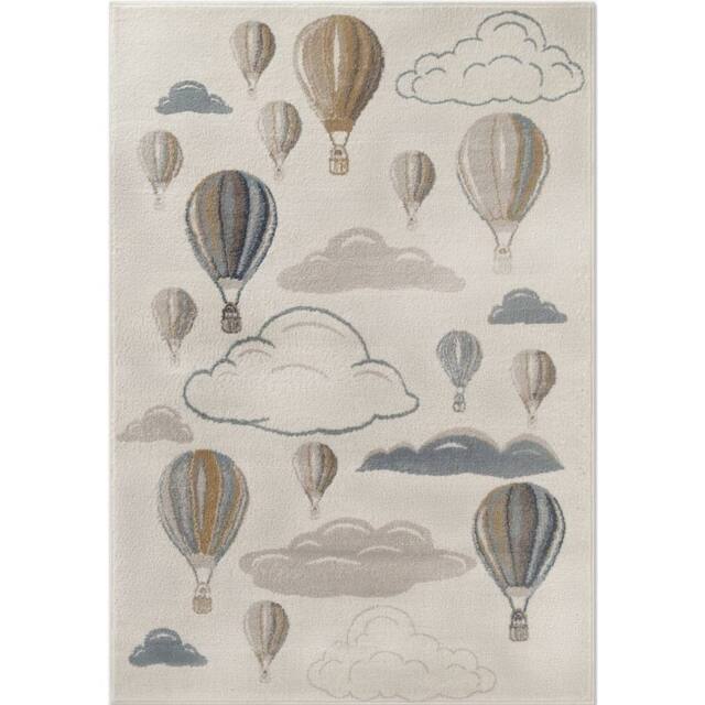 THE RUGS Adventures Kids Rug Party Theme Low Pile Playroom Rug Runner in Ivory - Size: 120 cm x 170 cm - image 1