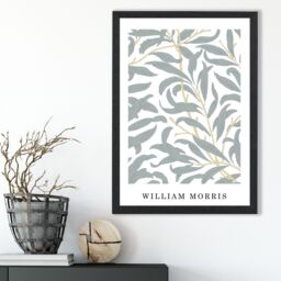 ARTZE William Morris Sage Green Willow Art Print / Black Frame / SIZE: A3 in Pale Green - thumbnail 1