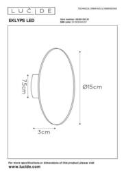 Lucide 'EKLYPS' Non Dimmable Stylish Modern Indoor Decorative LED Wall Light in White - thumbnail 6
