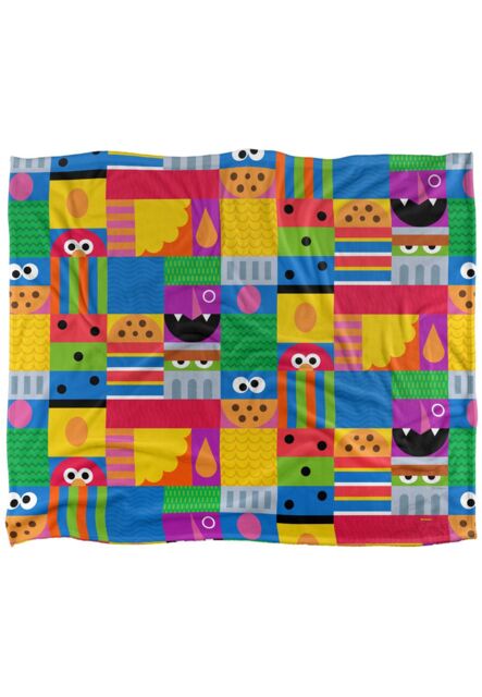 Sesame Street Squares Silky Touch Super Soft Throw Blanket 152 X 127 cm in White - image 1