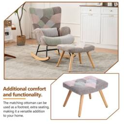 Fascinate Multicolour Fabric Wingback Rocking Chair With Footstool - thumbnail 6