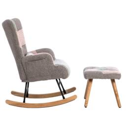 Fascinate Multicolour Fabric Wingback Rocking Chair With Footstool - thumbnail 8