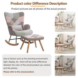 Fascinate Multicolour Fabric Wingback Rocking Chair With Footstool - thumbnail 5