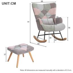 Fascinate Multicolour Fabric Wingback Rocking Chair With Footstool - thumbnail 4