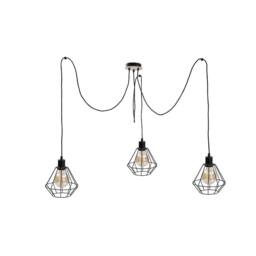 Netlighting Atwood Cluster Pendant Ceiling Light Black Wood 3x E27