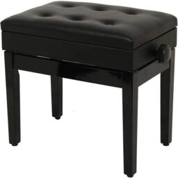 Hinsinc Piano Stool Height Adjustable Wooden Stool Keyboard Cushion Seat in Black - thumbnail 6