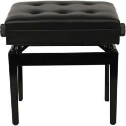 Hinsinc Piano Stool Height Adjustable Wooden Stool Keyboard Cushion Seat in Black - thumbnail 7