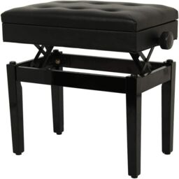Hinsinc Piano Stool Height Adjustable Wooden Stool Keyboard Cushion Seat in Black - thumbnail 5