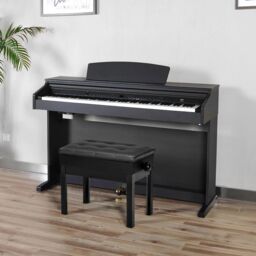 Hinsinc Piano Stool Height Adjustable Wooden Stool Keyboard Cushion Seat in Black - thumbnail 3