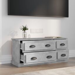 Berkfield Home TV Cabinet Concrete Grey 100x35.5x45 cm Engineered Wood - thumbnail 3