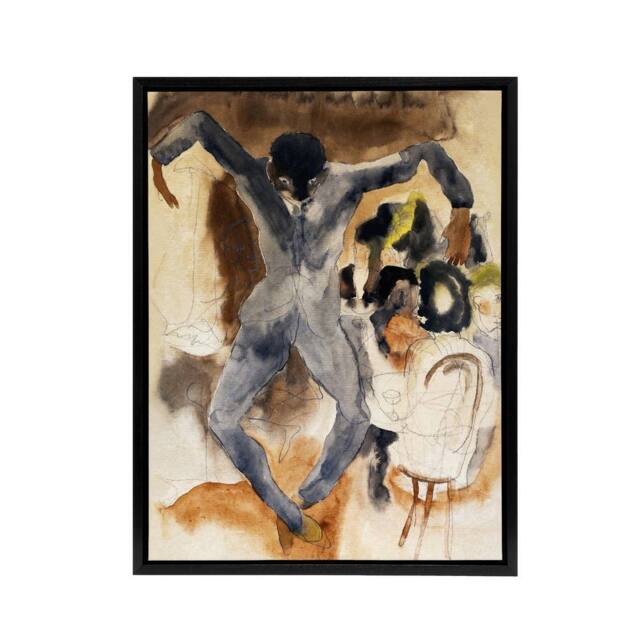 "Artery8 Dancing At Marshalls Hotel Charles Demuth Framed Canvas Wall Art Print in Brown - Size: W18"" x H24""" - image 1