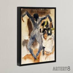 "Artery8 Dancing At Marshalls Hotel Charles Demuth Framed Canvas Wall Art Print in Brown - Size: W18"" x H24""" - thumbnail 2