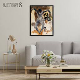 "Artery8 Dancing At Marshalls Hotel Charles Demuth Framed Canvas Wall Art Print in Brown - Size: W18"" x H24""" - thumbnail 3