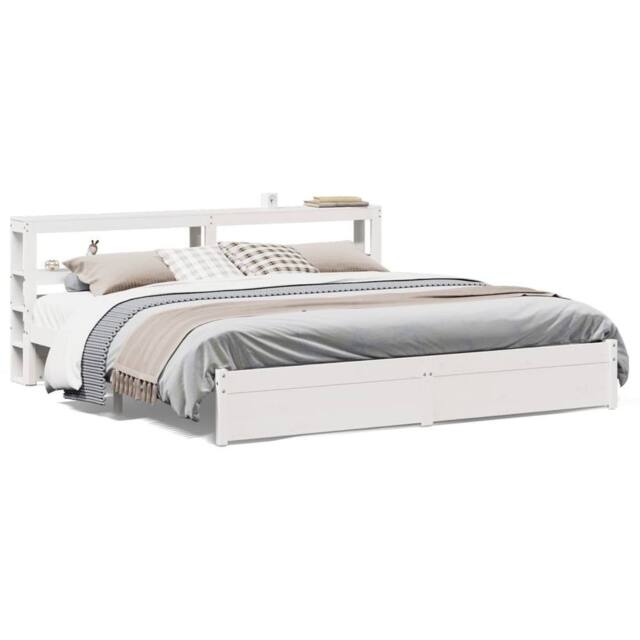 Berkfield Home Bed Frame with Headboard without Mattress White 180x200 cm Super King - image 1