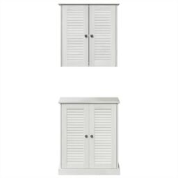 Berkfield Home Bathroom Furniture Set with Shelf with Storage with Door 2 pcs Brown Solid wood pine - thumbnail 7