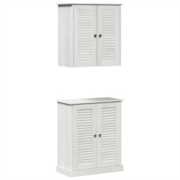 Berkfield Home Bathroom Furniture Set with Shelf with Storage with Door 2 pcs Brown Solid wood pine - thumbnail 2