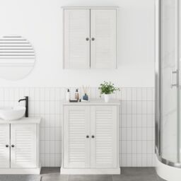 Berkfield Home Bathroom Furniture Set with Shelf with Storage with Door 2 pcs Brown Solid wood pine - thumbnail 1