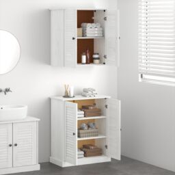 Berkfield Home Bathroom Furniture Set with Shelf with Storage with Door 2 pcs Brown Solid wood pine - thumbnail 4