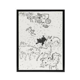 "Artery8 The Dogs Art Nouveau Drawing Pierre Bonnard Black Framed Canvas Art in White - Size: W12"" x H16""" - thumbnail 1