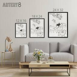"Artery8 The Dogs Art Nouveau Drawing Pierre Bonnard Black Framed Canvas Art in White - Size: W12"" x H16""" - thumbnail 4