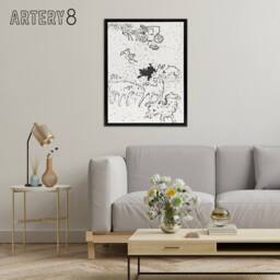 "Artery8 The Dogs Art Nouveau Drawing Pierre Bonnard Black Framed Canvas Art in White - Size: W12"" x H16""" - thumbnail 3