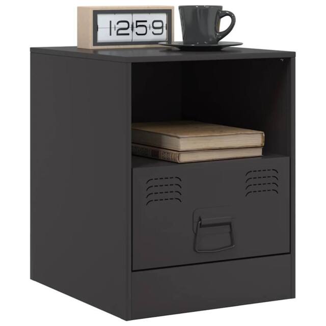 Berkfield Home Stylish Bedside Cabinets 2pcs Black 34.5x39x44 cm Steel - image 1