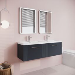 Balterley Wall Hung 2 Drawers Vanity Unit - Double Basin 1200mm, Satin Dark Grey - thumbnail 4