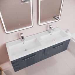 Balterley Wall Hung 2 Drawers Vanity Unit - Double Basin 1200mm, Satin Dark Grey - thumbnail 3