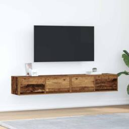 Berkfield Home TV Cabinets 2 pcs Old Wood 80x31x25.5 cm Engineered Wood in Brown - thumbnail 2