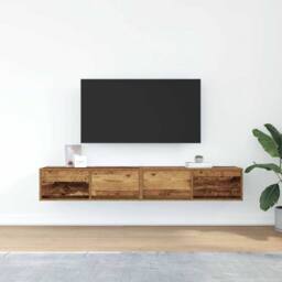 Berkfield Home TV Cabinets 2 pcs Old Wood 80x31x25.5 cm Engineered Wood in Brown - thumbnail 1