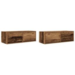 Berkfield Home TV Cabinets 2 pcs Old Wood 80x31x25.5 cm Engineered Wood in Brown - thumbnail 3