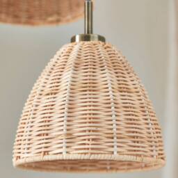 First Choice Lighting Celie - Rattan & Antique Brass Details 3 Light Cluster Pendant in Bronze - thumbnail 5