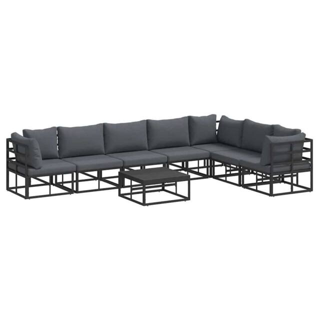 Berkfield Home Garden Sofa Set with Cushion with Pillow 8 pcs Black Aluminium - image 1