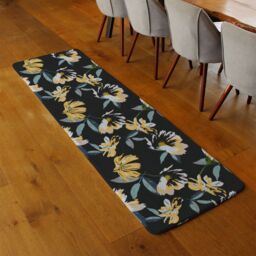 Benjamin Tate Design Yellow Flowers On Green Runner Rug in Natural - Size: 67 cm x 230 cm - thumbnail 2